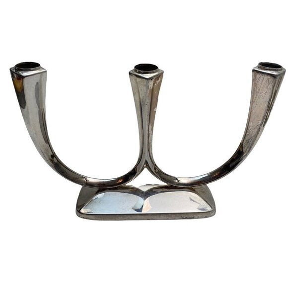 WMF Candle Holder Silverplate Candelabra Mid Century Modern 10.5" Centerpiece - Picture 7 of 11